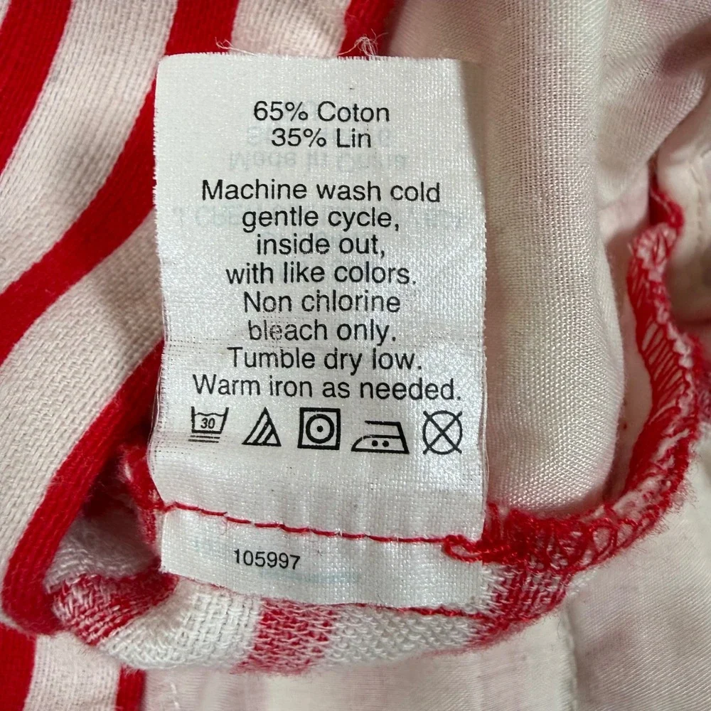 J.Crew Womens Size 10 Red White Striped Cotton Linen Shorts Nautical 46966‎